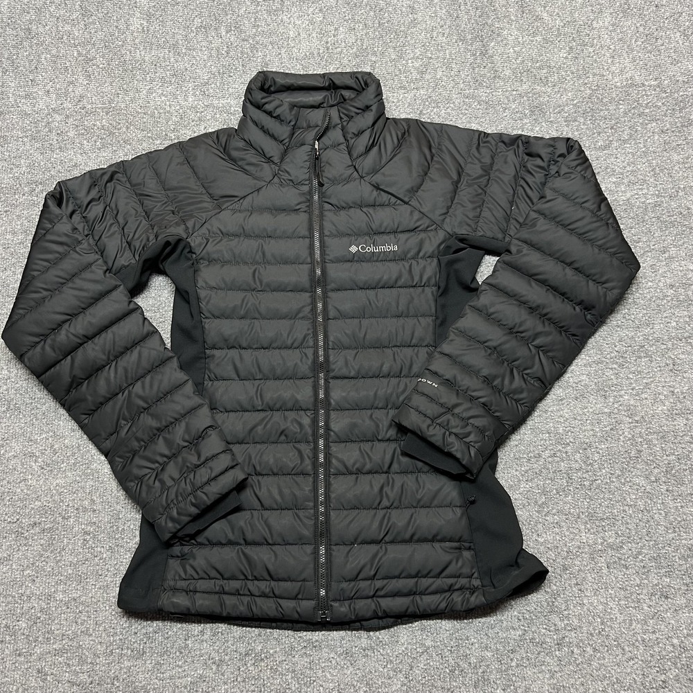 Columbia Omni-Heat Turbodown Jacket Womens Small Black Puffer Full Zip Warm
